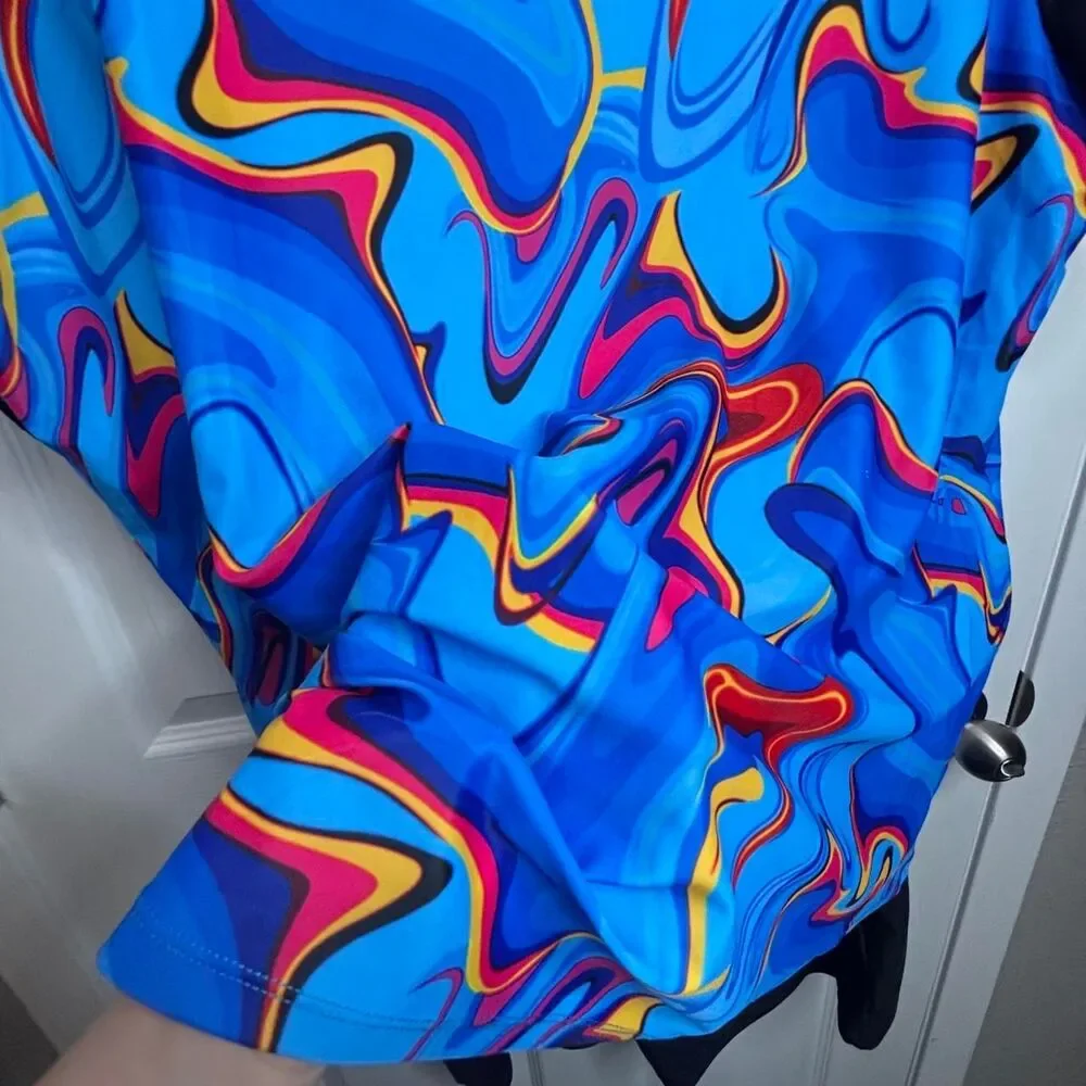 5XL Folunsi Women's Marble Print High Low Top and Shorts Set